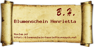 Blumenschein Henrietta névjegykártya